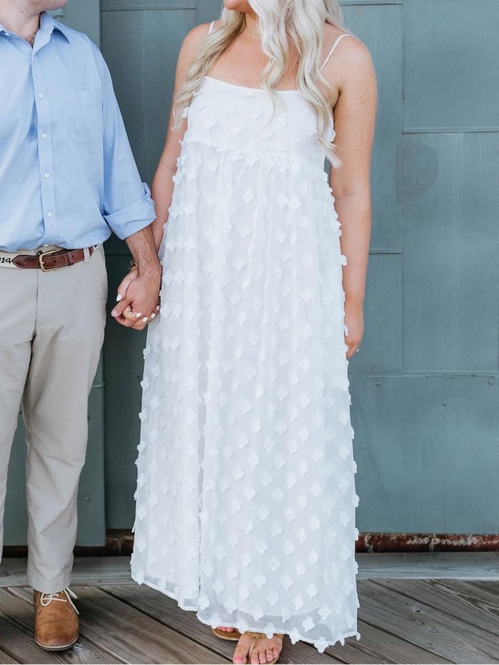 Lulu's White Floral Appliqué Maxi Dress